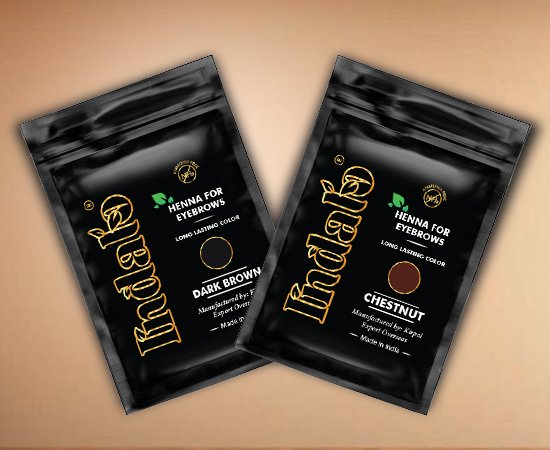 pouches of Chestnut eyebrow dye of Kirpal Export Overseas (KEO).