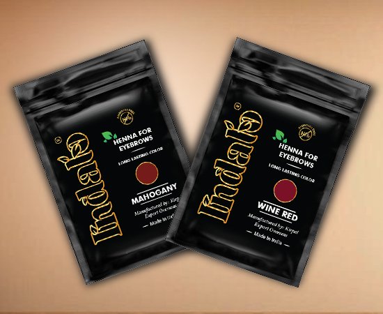 Pounces of mahogany eyebrow dye from Kirpal Export Overseas (KEO).